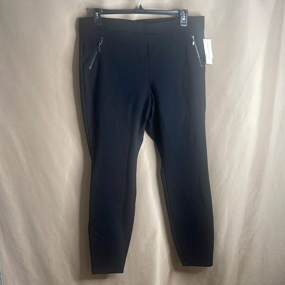Black Pants with faux Zipper Pockets Maison Jules Size 1X